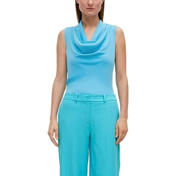 Dana Buchman Womens Common T-Shirt Cowl Neck Sleeveless Sky Blue Size Small - Picture 1 of 8